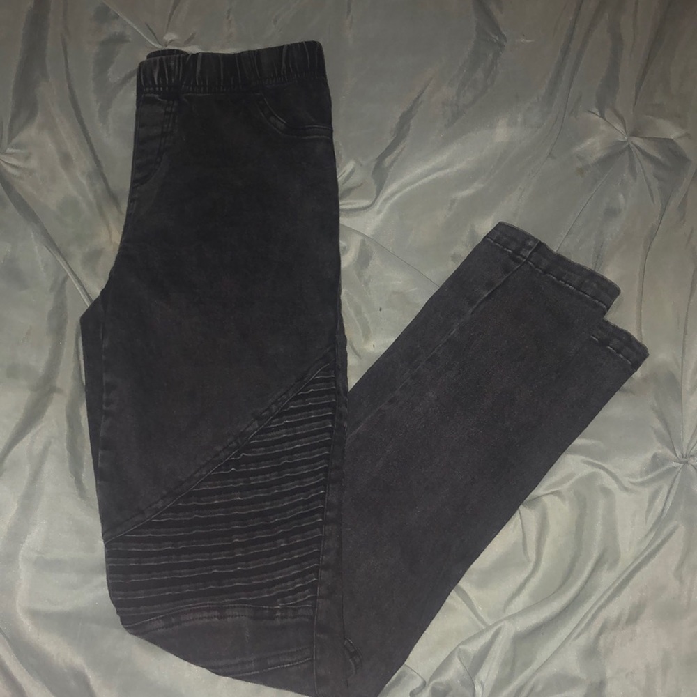 Grey moto jeggings